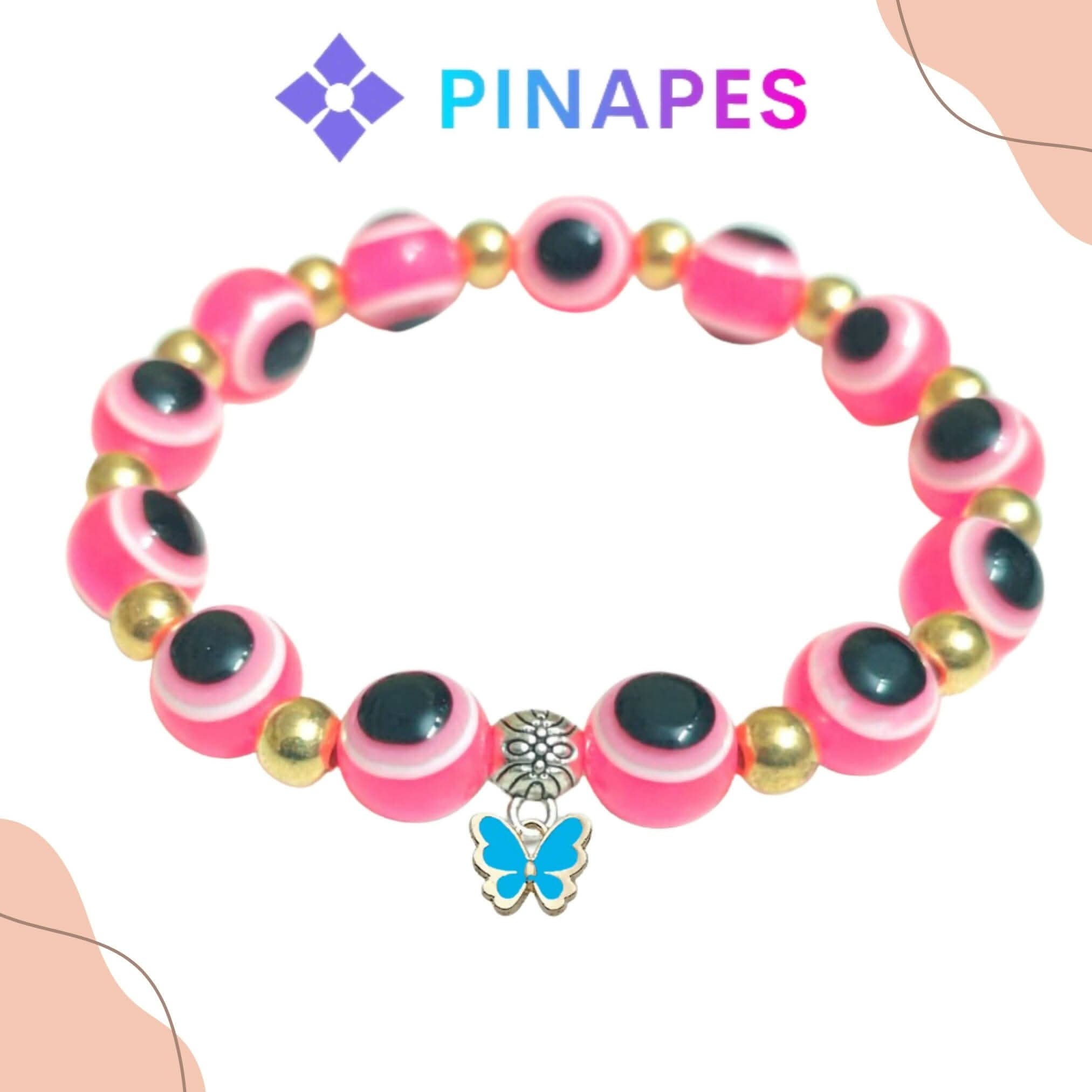 Pinapes Stylish Evil Eye Bracelet blue Butterfly (Pink, pack of 2)