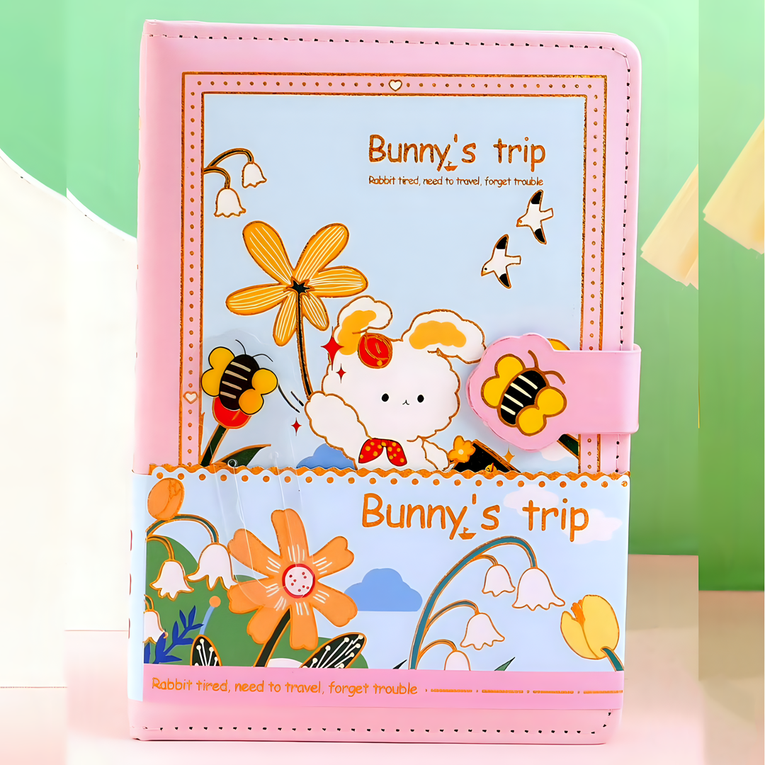 Bunny's Travel Journal with a Magnetic Lock