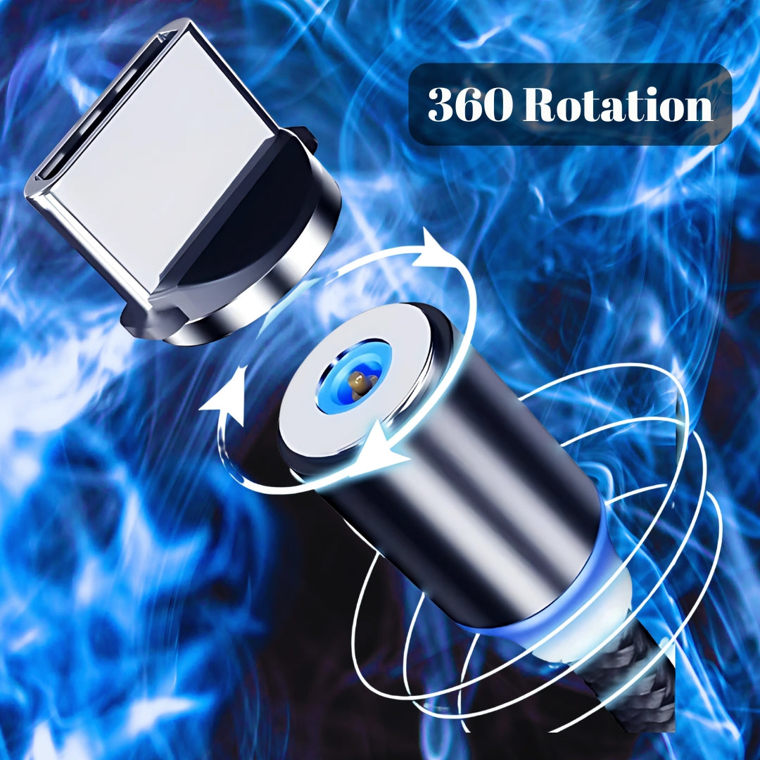 BLUE LED LIGHT ROTATE MAGNETIC (3 in 1) Charging Cable