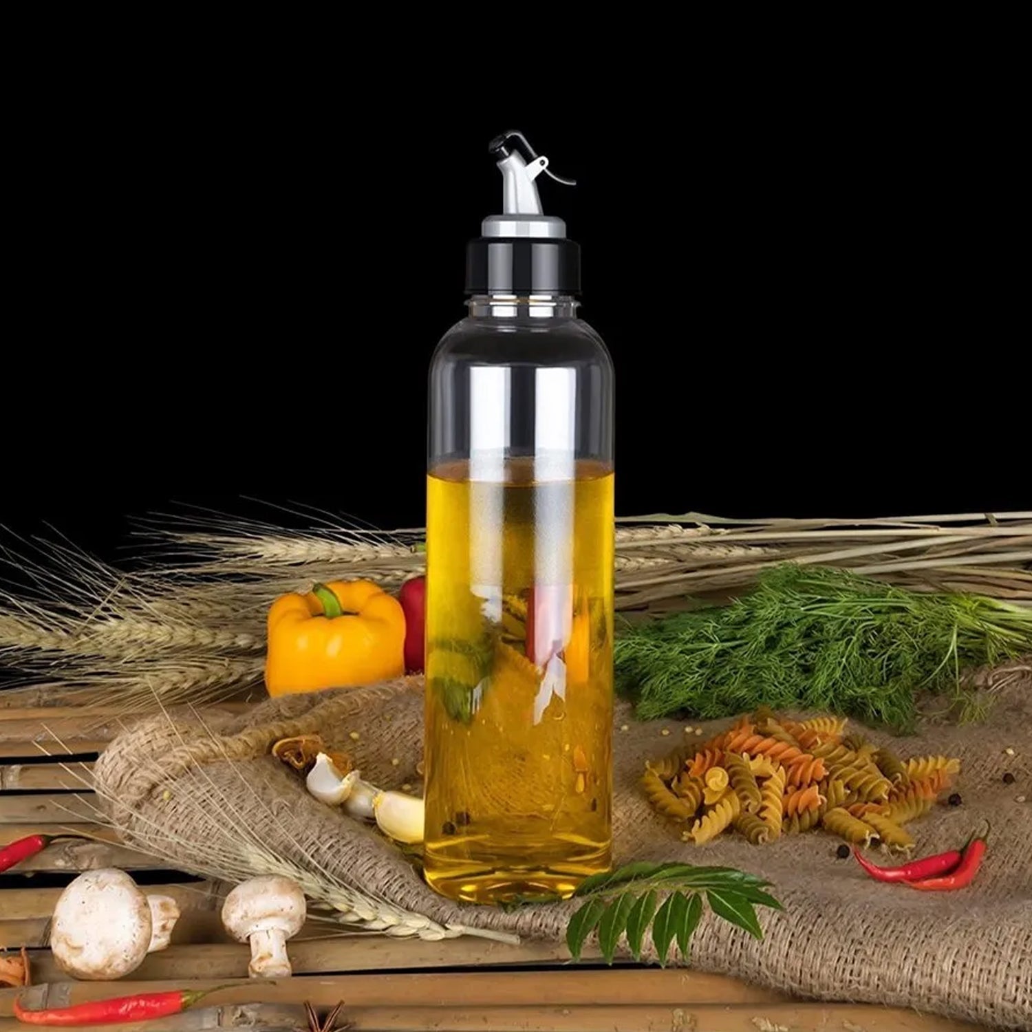 1L Oil Dispenser with Lid & Drip-Free Spout (Plastic)
