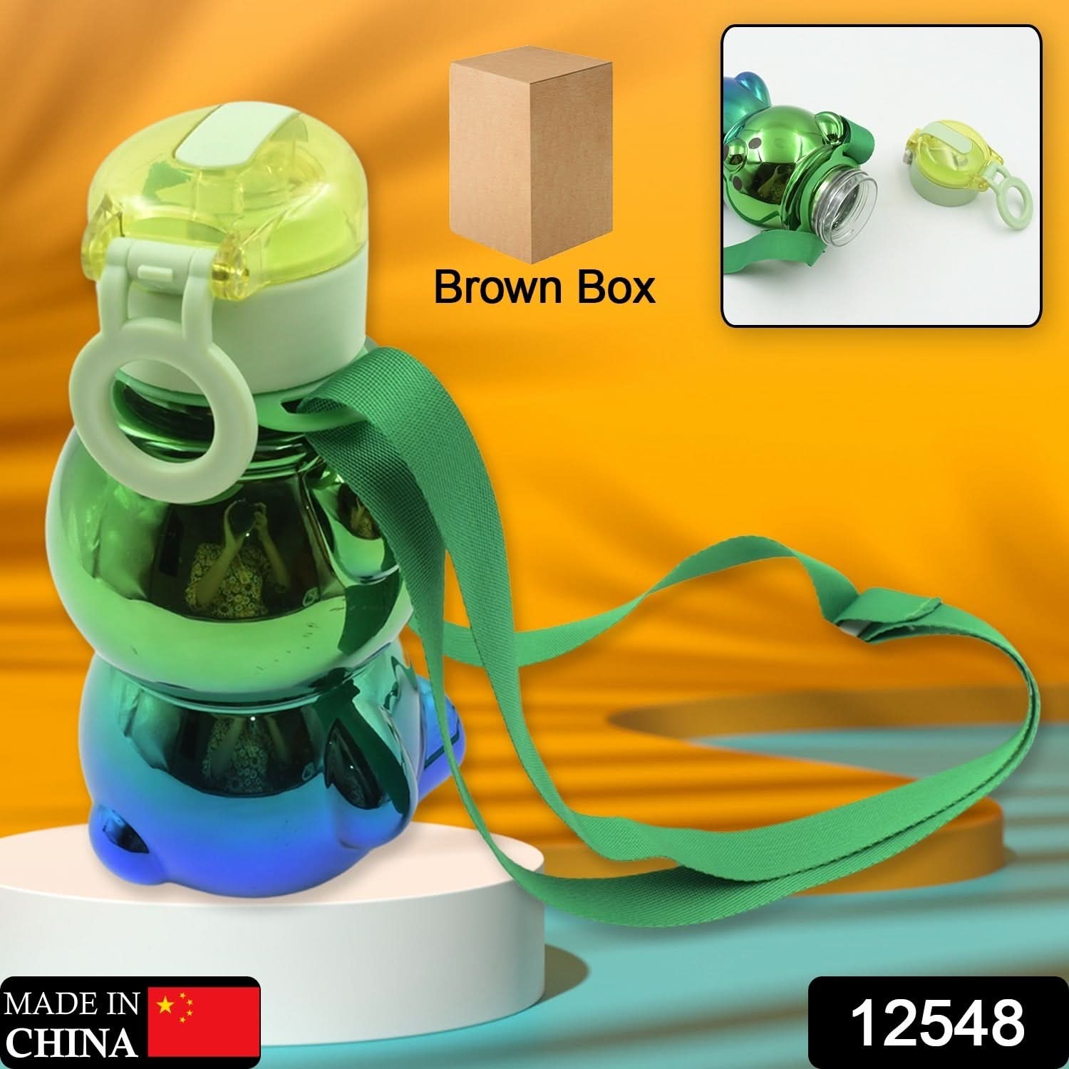 Cute Kids Water Bottle with Straw, Stickers & Strap – Leakproof, 1L Capacity (1 Pc)