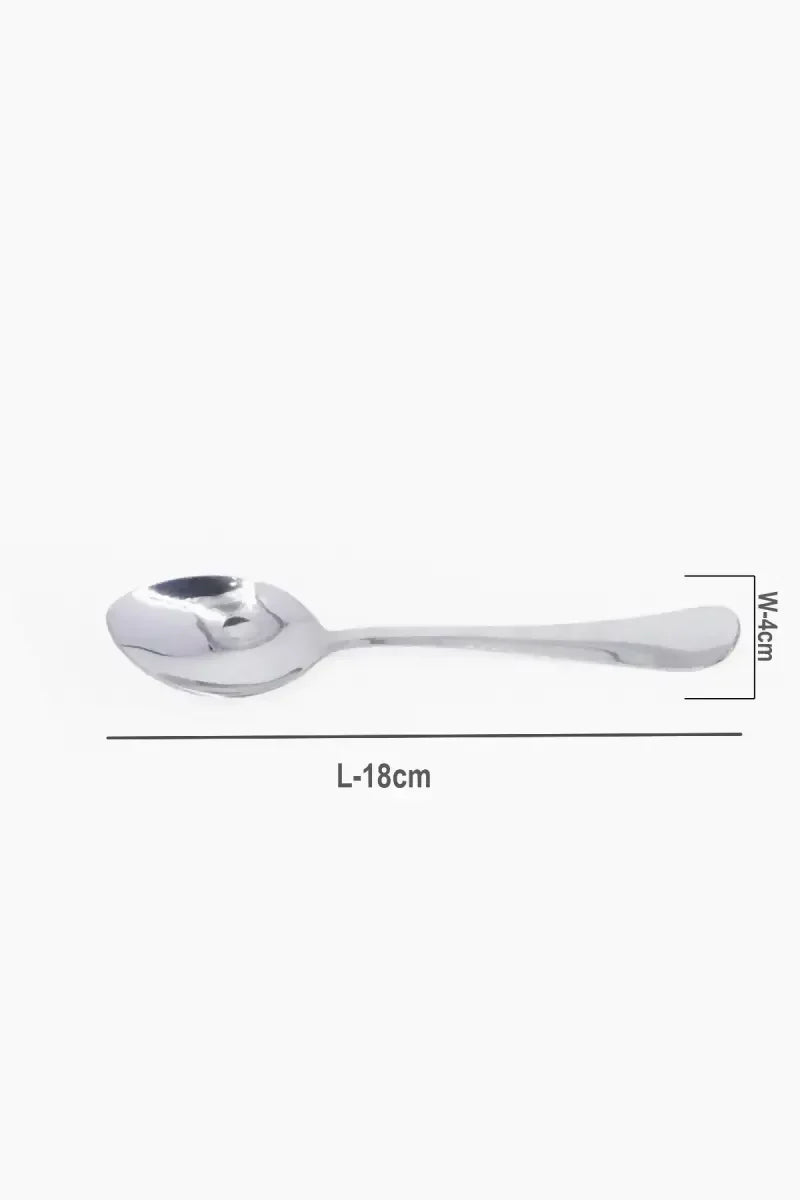Prabha Stainless Steel Royal Plain Dessert Spoon Set - 18cm