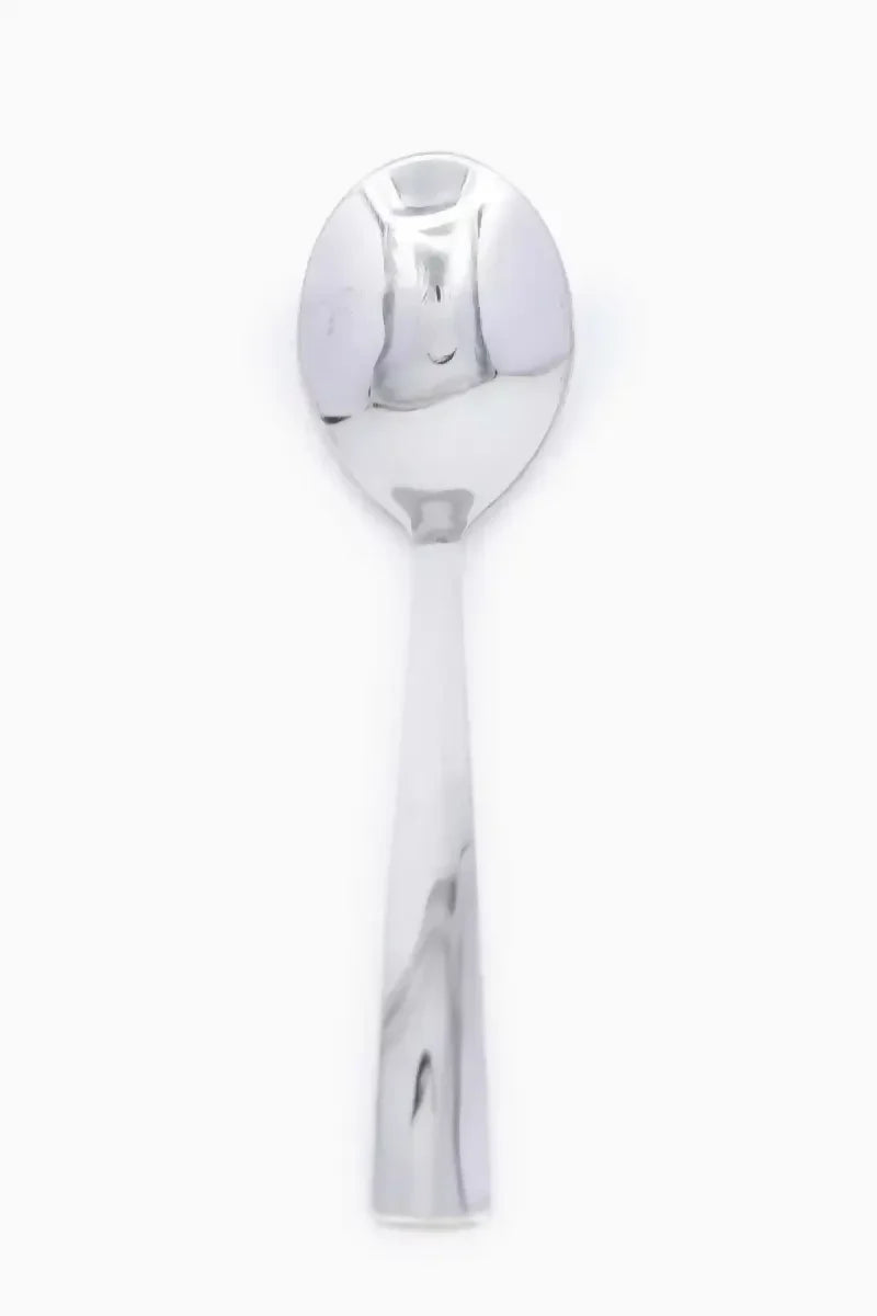 Prabha - Stainless Steel Petal Plain Dessert Spoon Set - 18cm