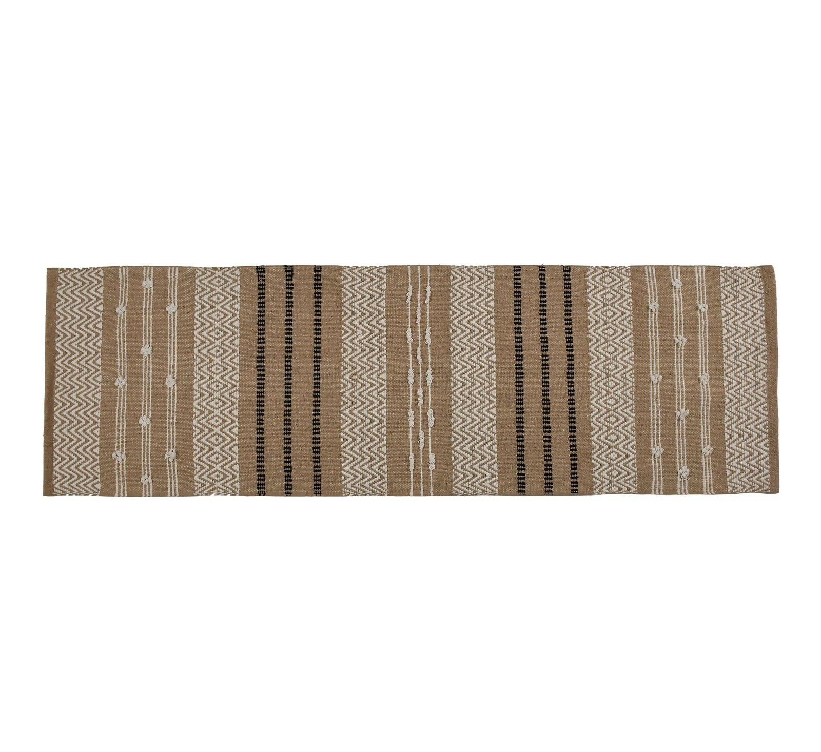 AaHo Anti-Slip Cotton Bedside Runner Striped Rug for Bedroom & Living Room (light brown)