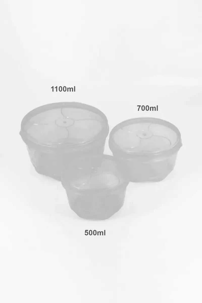 Plastic Storage Container Set - 500ml, 700ml & 1100ml