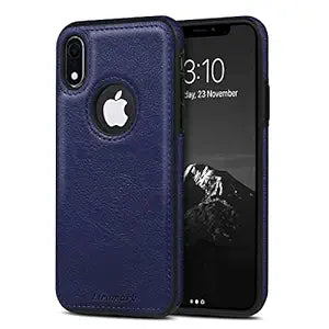 Puloka Dark Blue Logo cut Leather silicone case for Apple iPhone X/xs