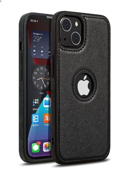 Puloka Black Logo cut Leather silicone case for Apple iPhone 15