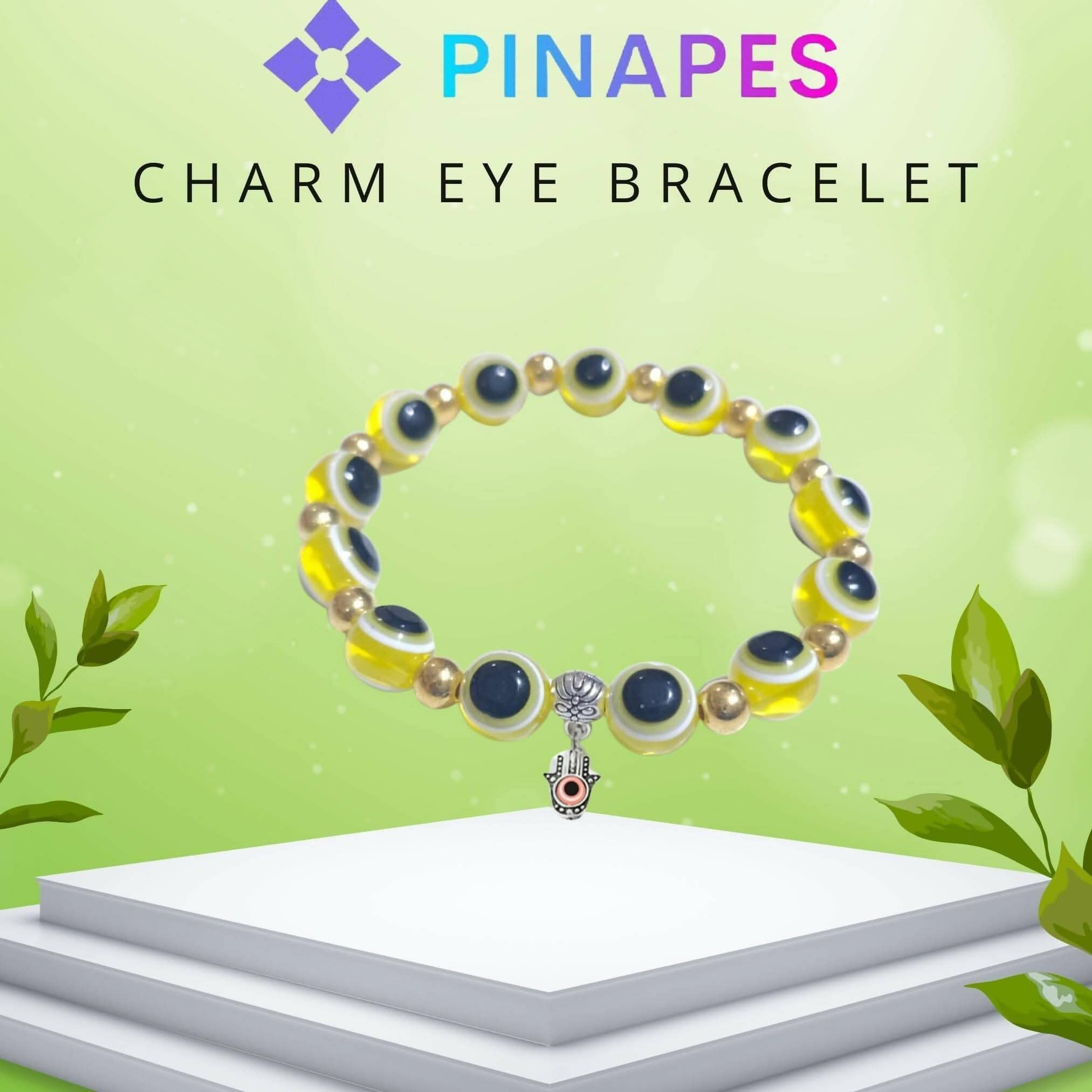 Pinapes Yellow Evil Eye Bracelet Stylish Adjustable Cord Bracelets (Pack of 2)