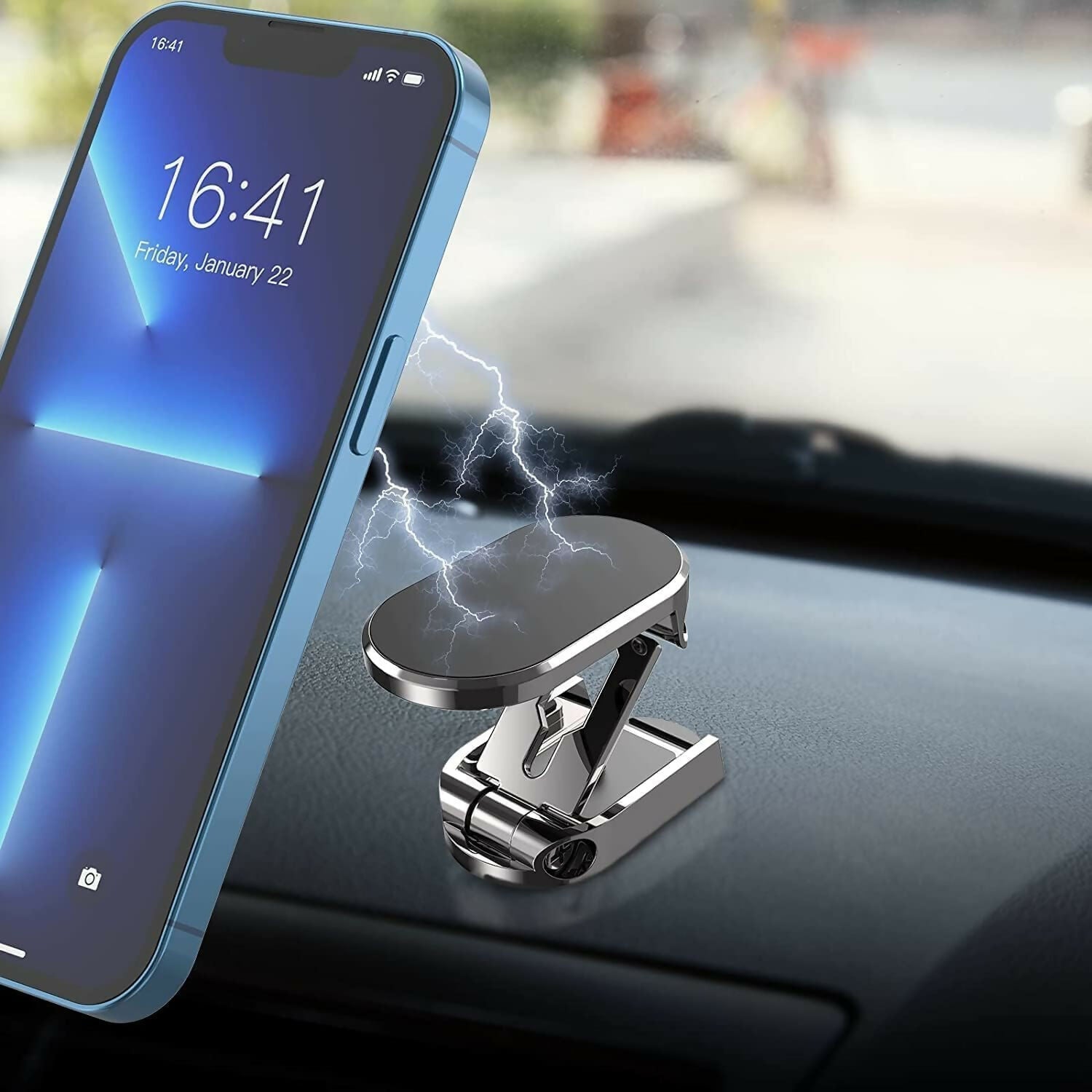 360° Rotating Magnetic Car Phone Holder Foldable Alloy Mount