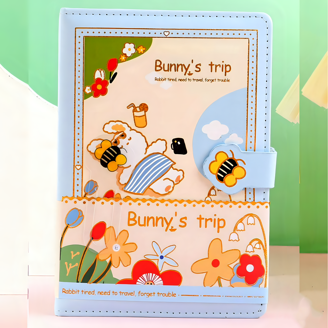 Bunny's Travel Journal with a Magnetic Lock