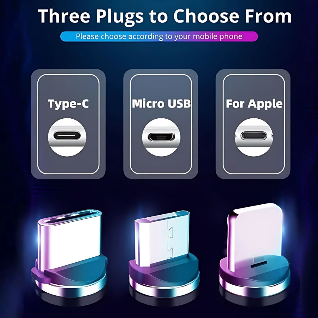 BLUE LED LIGHT ROTATE MAGNETIC (3 in 1) Charging Cable