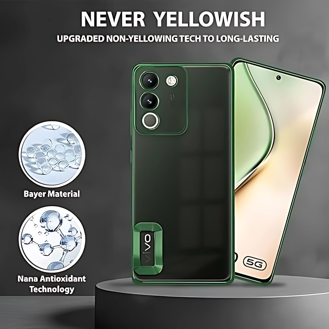 Green 6D Chrome Logo Cut Transparent Case for Vivo Y200