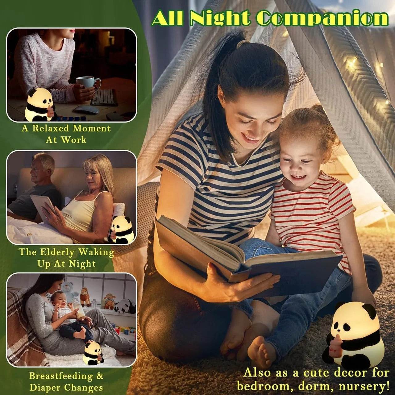 Cute Multicolor Silicone Panda Night Lamp – BPA-Free & Baby-Safe - Bachat Club