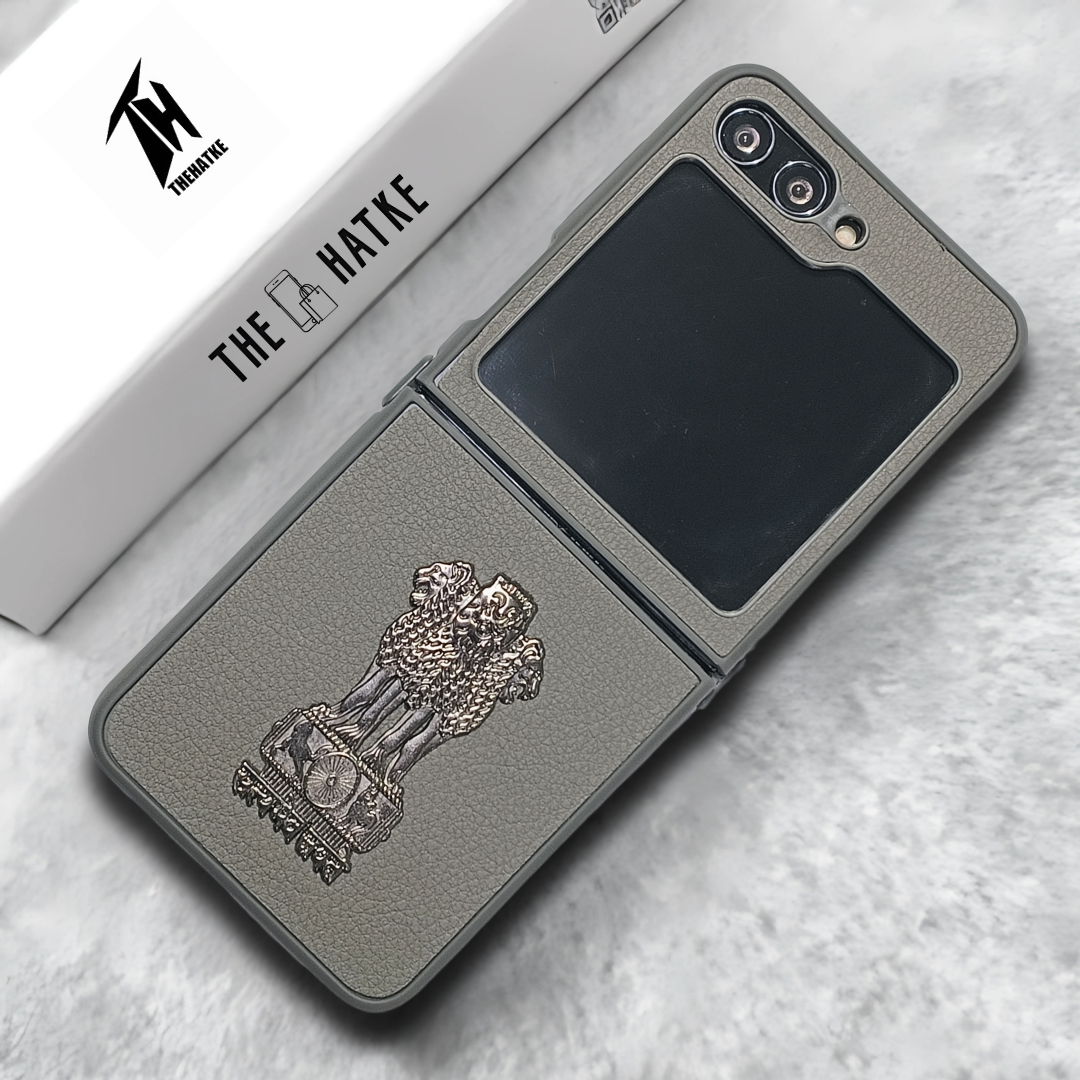 Grey Satyameva Jayate embossed Leather Case for Samsung Galaxy Z FLIP 5