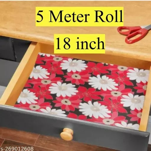 Mopak Decor Shelf Liner used for Wardrobe kitchen cabinet Drawer Slab Roll - (Red)