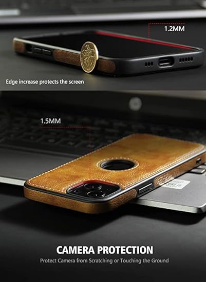 Puloka Brown Logo cut Leather silicone case for Apple iPhone 14 Plus