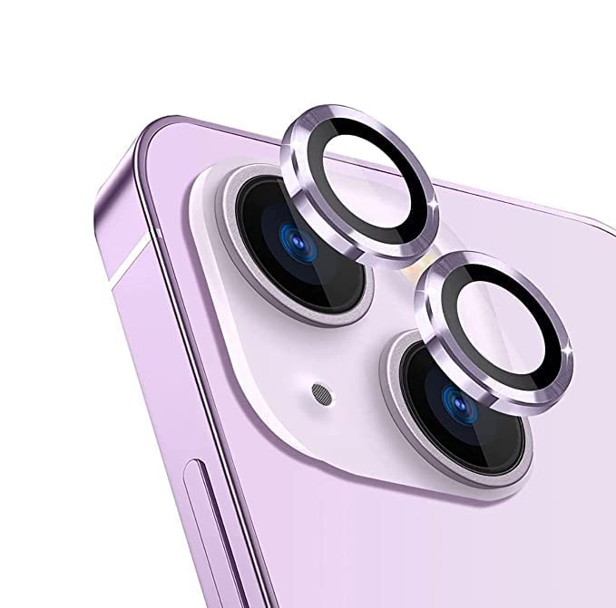 Purple Metallic camera ring lens guard for Apple iphone 14