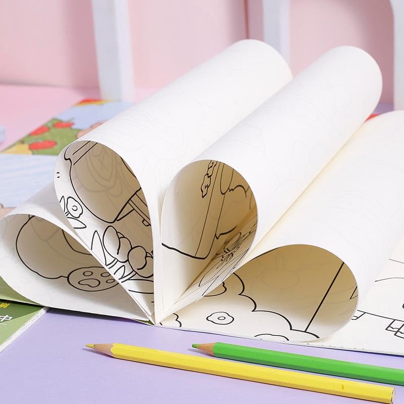 Kids Cartoon Coloring Book with 6 Double-Headed Markers – Fun & Educational Activity Set