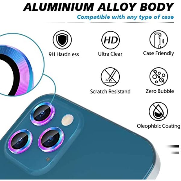 Rainbow Metallic camera ring lens guard for Apple iphone 13 Pro Max