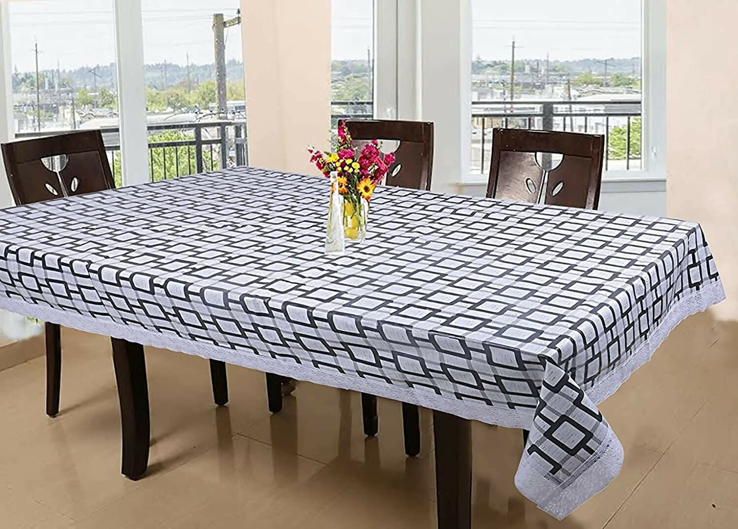 Mopak Decor Table Cover 3D Classic Table Cover Printed Table Cover with Lace