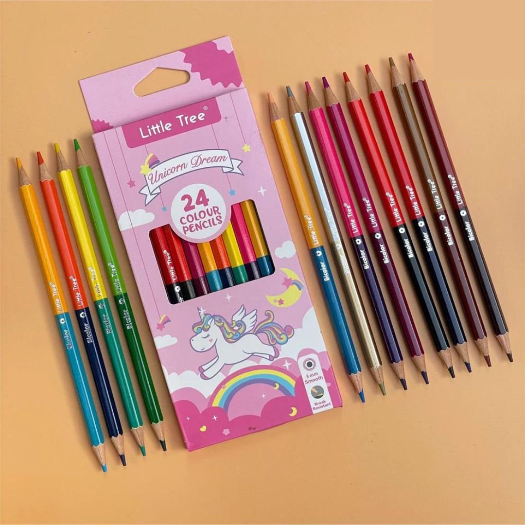 Double Sided Color Pencil Set - Space & Unicorn