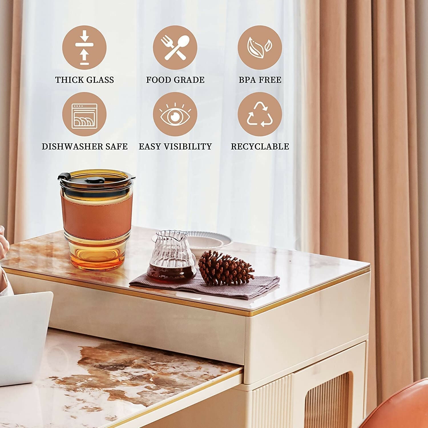 Portable Coffee Sipper Travel Mug for Hot & Cold Beverages (Random Color)