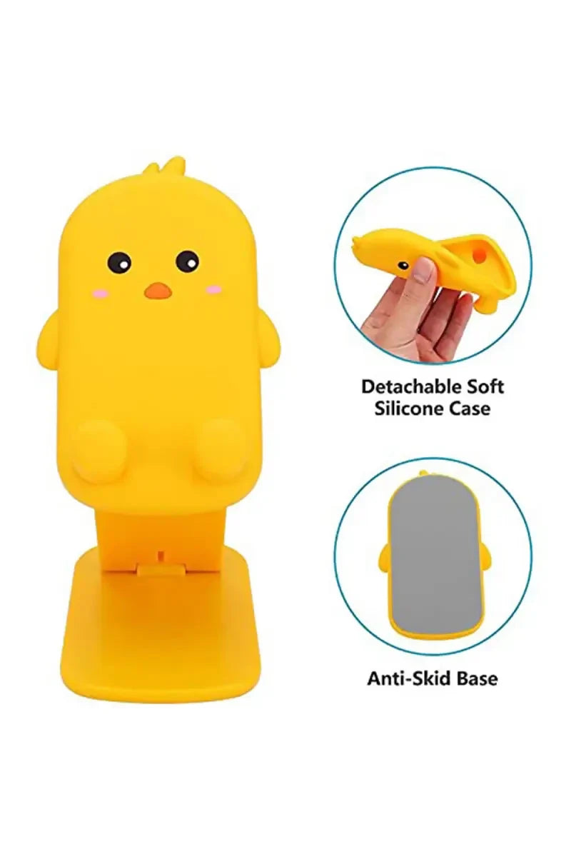 Portable Desktop Mobile & Tablets Holder with Cartoon Design, Foldable Feature (Assorted Colors)