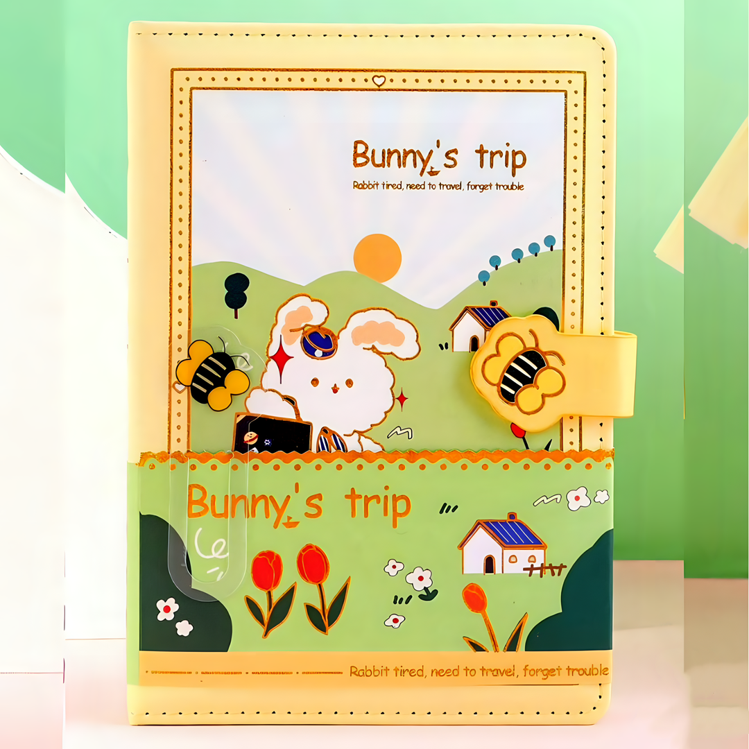 Bunny's Travel Journal with a Magnetic Lock
