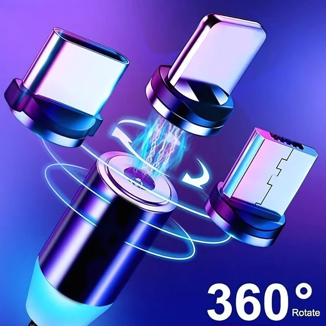 BLUE LED LIGHT ROTATE MAGNETIC (3 in 1) Charging Cable