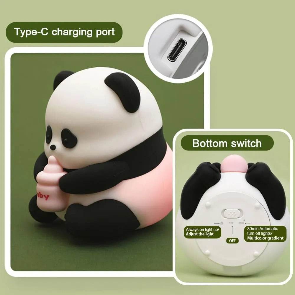 Cute Multicolor Silicone Panda Night Lamp – BPA-Free & Baby-Safe - Bachat Club