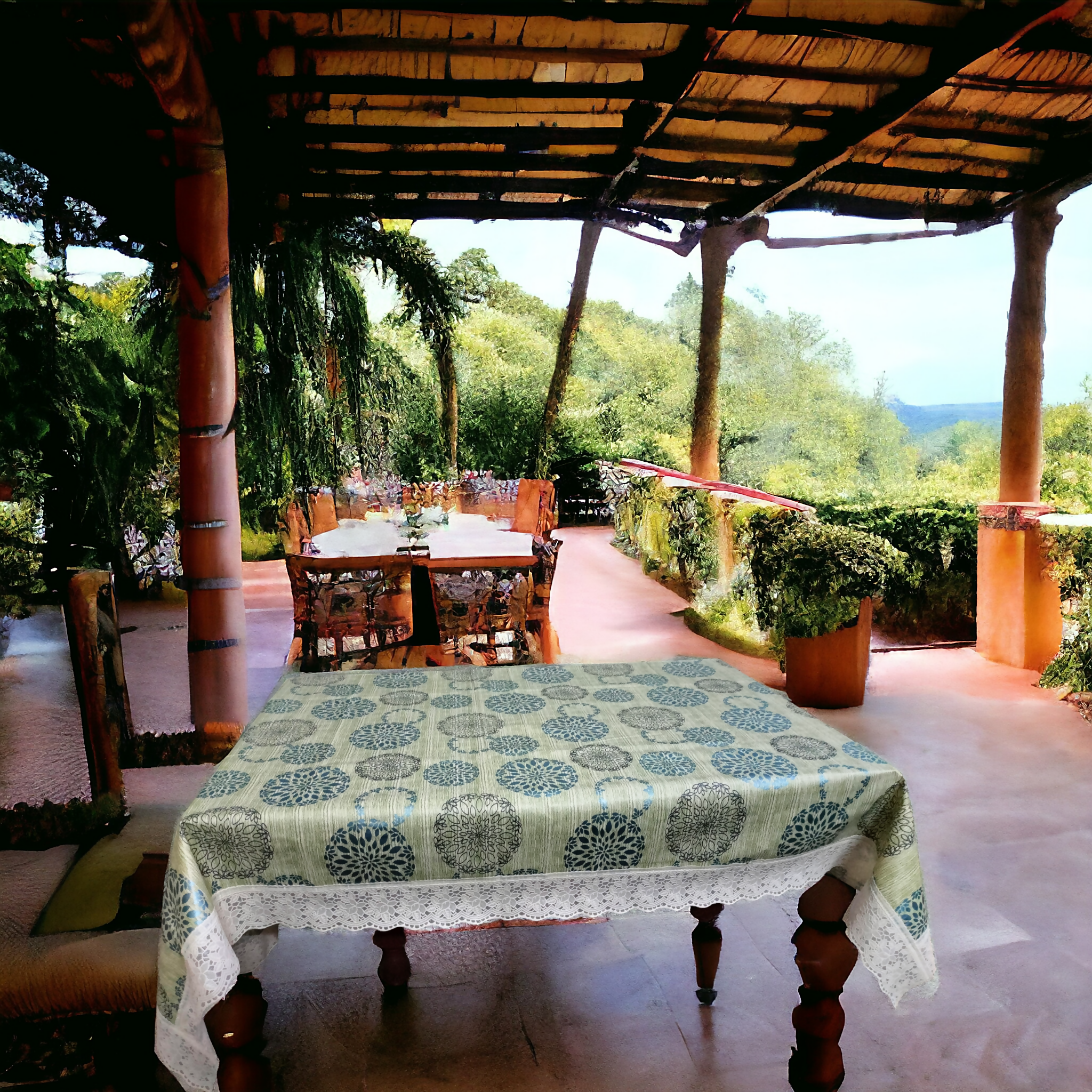 Mopak Decor Table Cloth – Elegant 3D Print (Green)