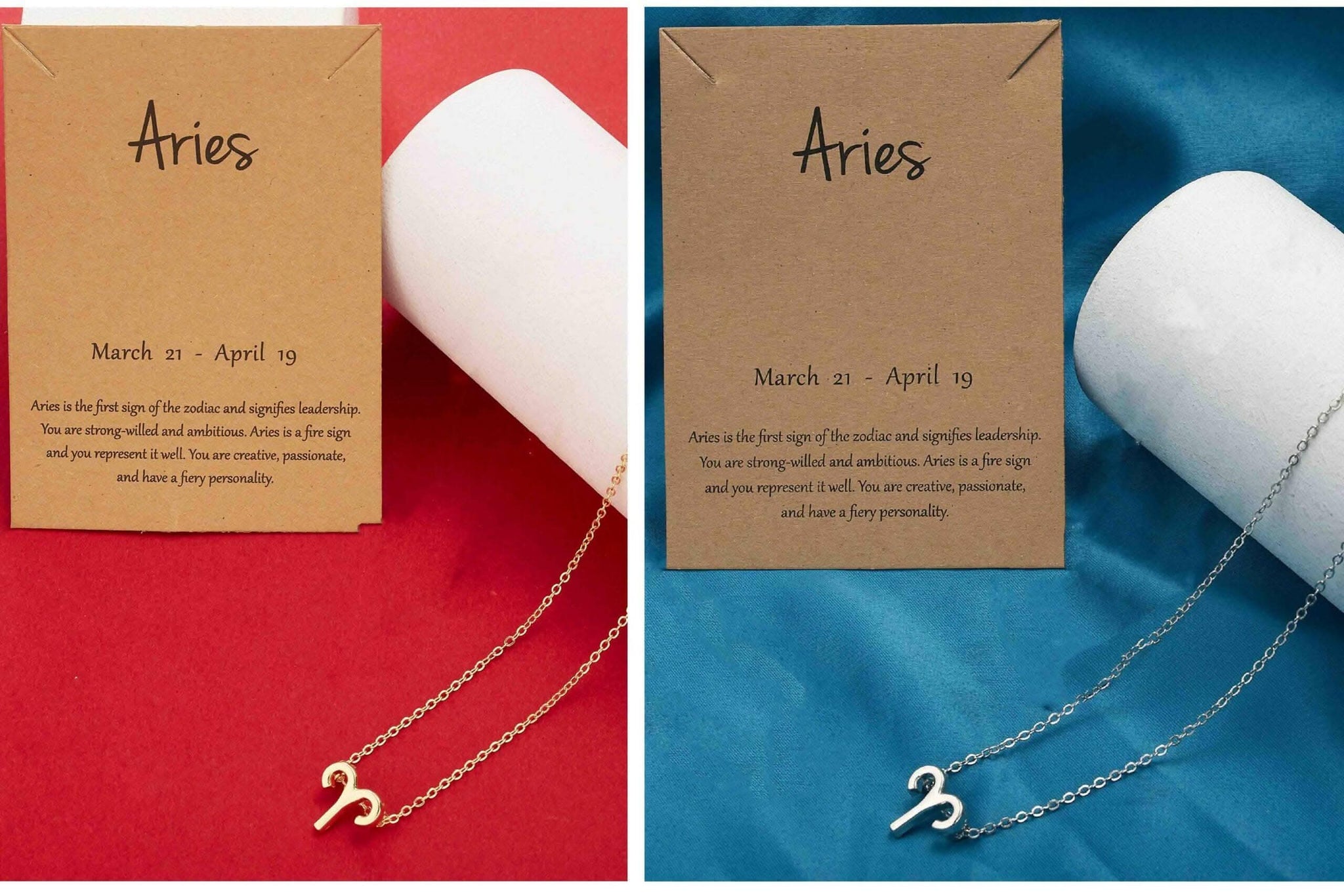 Pinapes Double Design Aries Star Sign Necklace