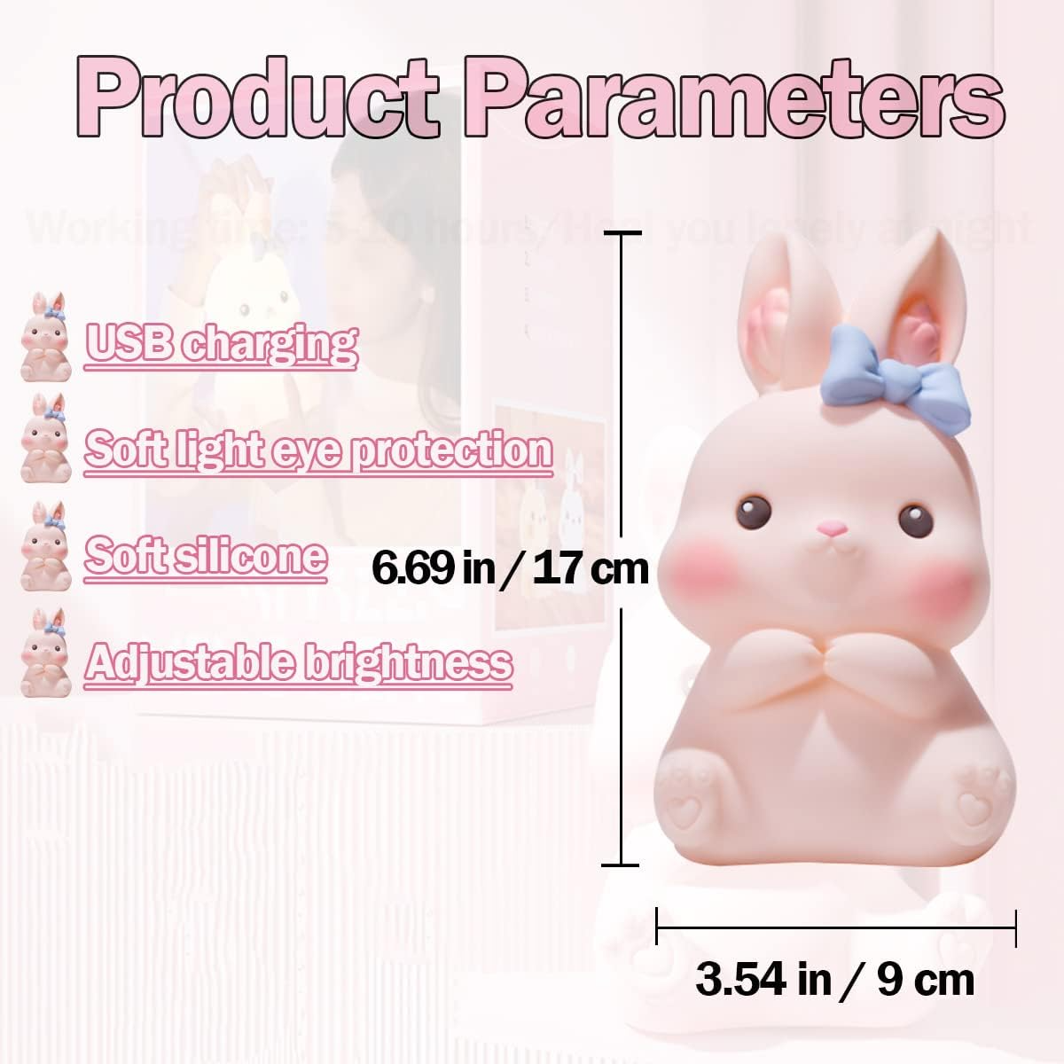 Bunny Glow LED Silicone Night Lamp – Squishy & Soft