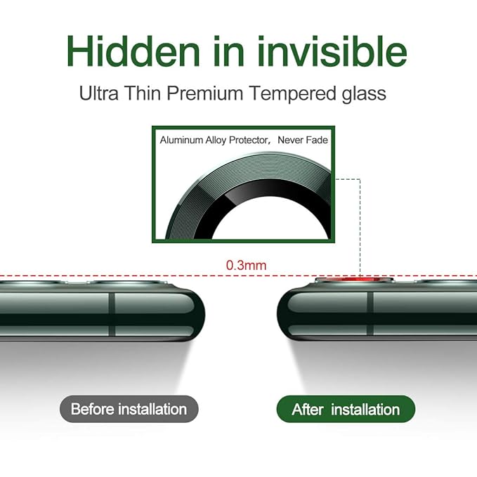 Green Metallic camera ring lens guard for Apple iphone 11 pro