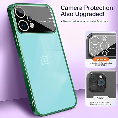 Luxury Plating Green Camera Protection Transparent Case for Oneplus Nord CE 2 Lite