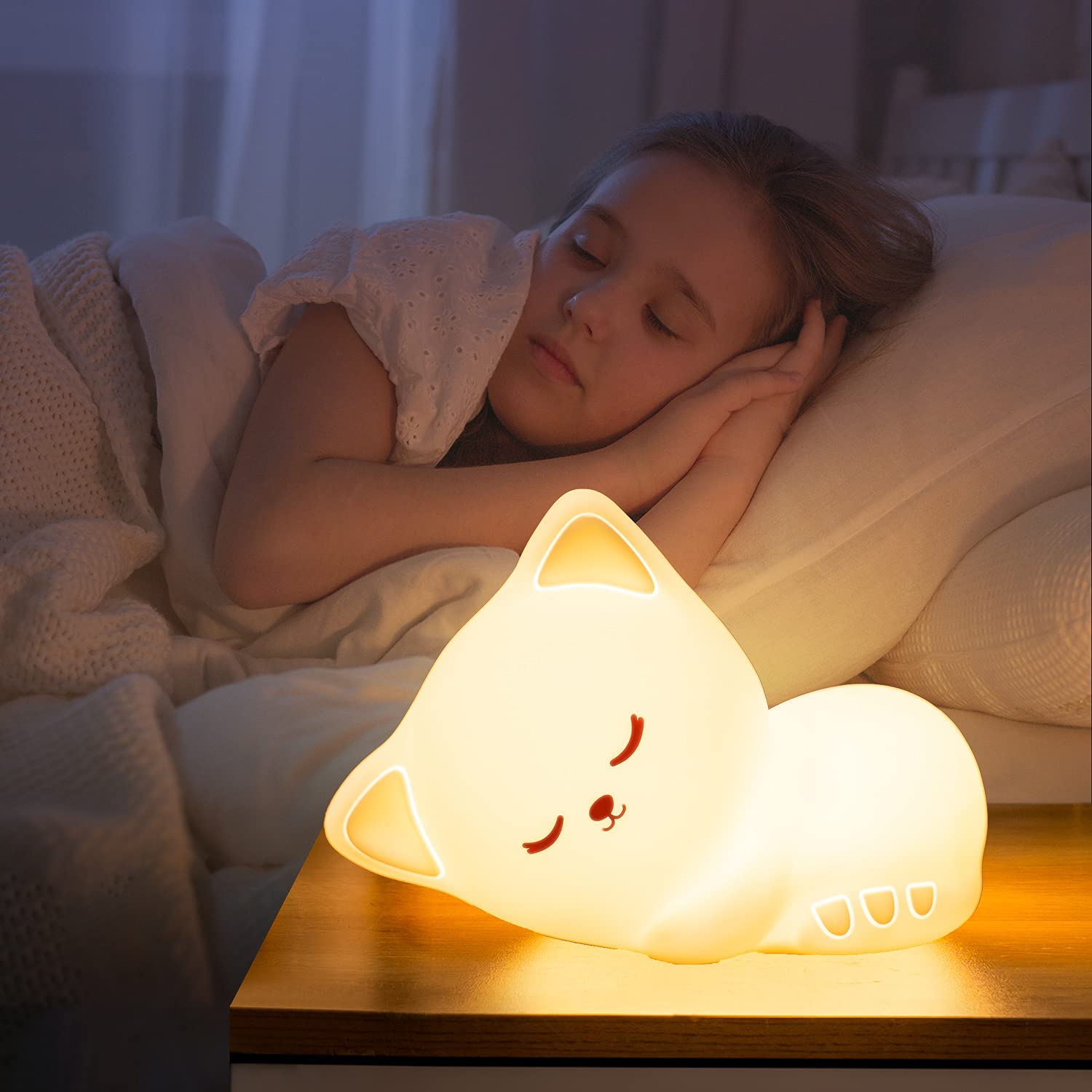 Silicon Sleeping Kitty Touch Night Lamp
