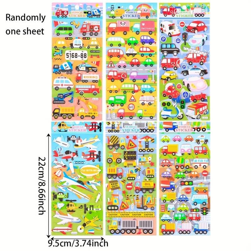 Adorable Vehicle Transportation Fluffy Stickers