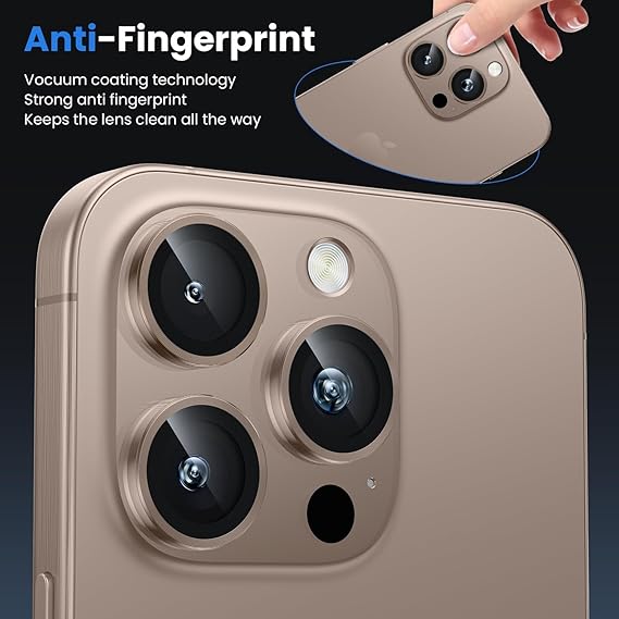 Titanium Brown Metallic camera ring lens guard for Apple iphone 16 Pro Max