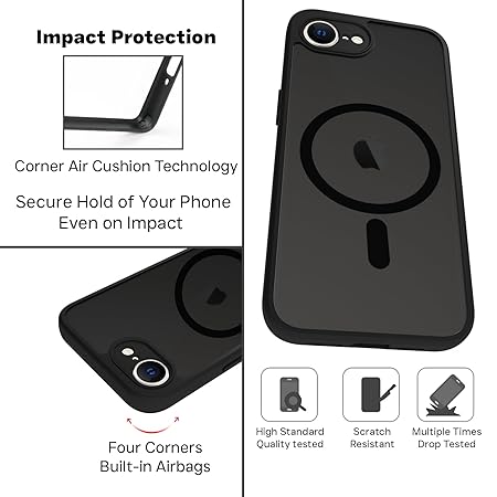 Black MagSafe Clear Transparent Silicone case for Apple iphone 16E