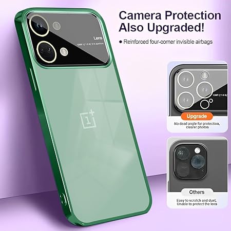 Luxury Plating Green Camera Protection Transparent Case for Oneplus Nord 3