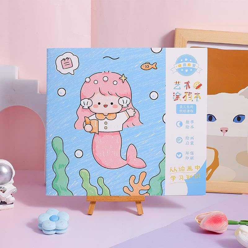 Kids Cartoon Coloring Book with 6 Double-Headed Markers – Fun & Educational Activity Set