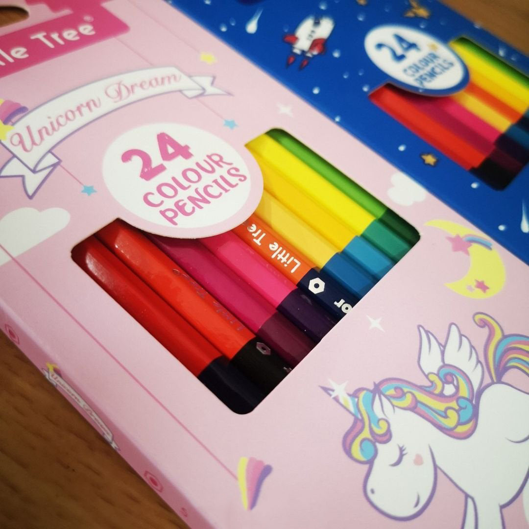 Double Sided Color Pencil Set - Space & Unicorn