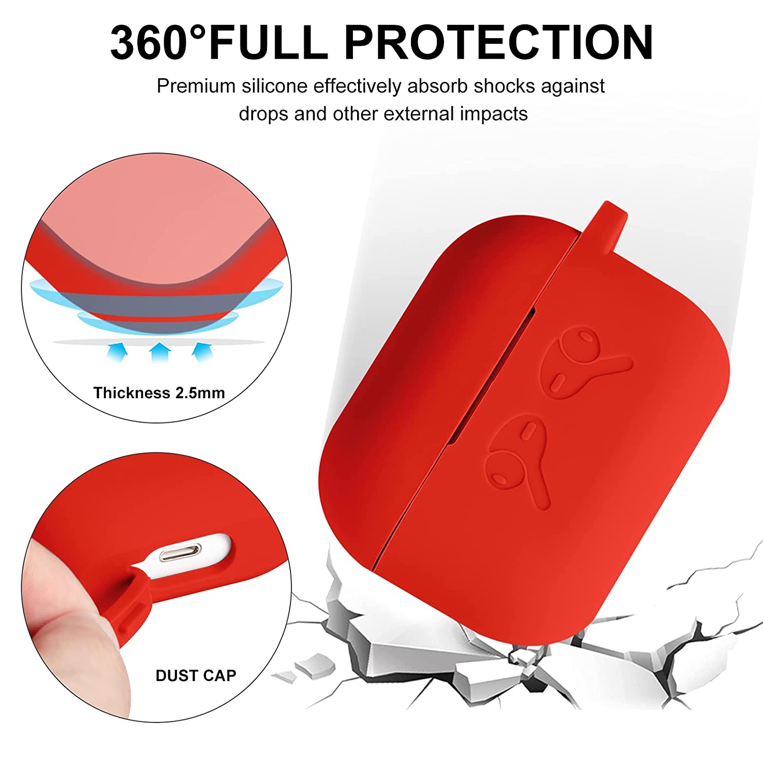 Red Silicone Case For Apple Airpods Pro 2