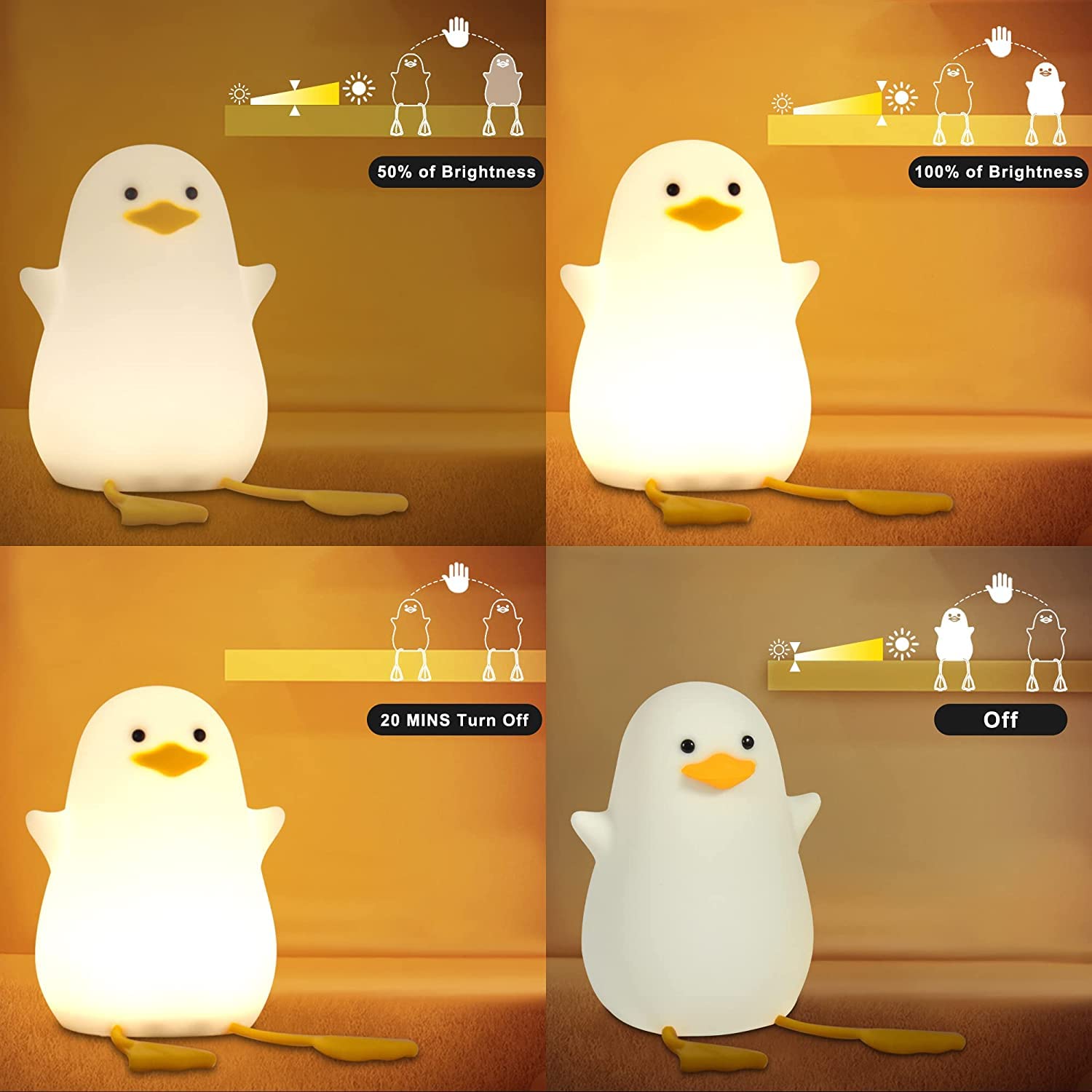Soft Duck Silicone Glowing Night Light