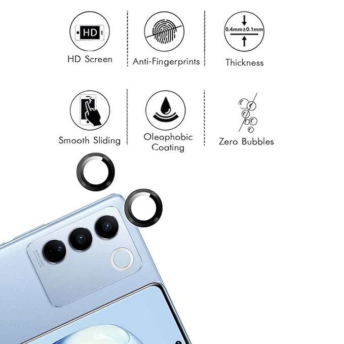 Sierra Blue Metallic camera ring lens guard for Vivo V27