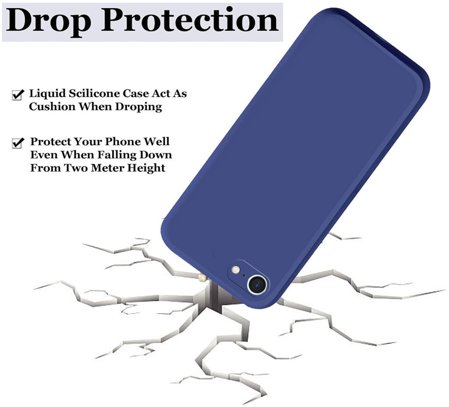 Dark Blue Original Camera Silicone Case for Apple Iphone 7