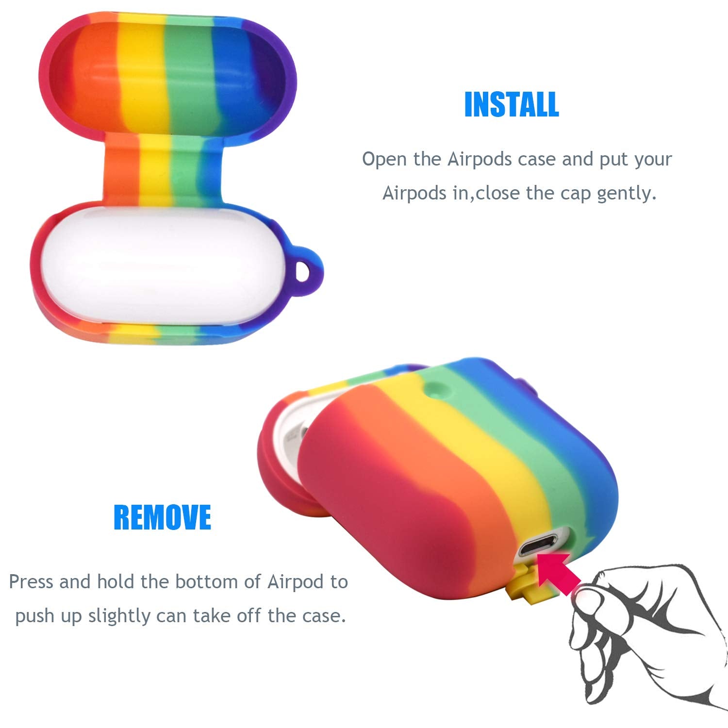Rainbow Silicone Case For Apple Airpods 1/2