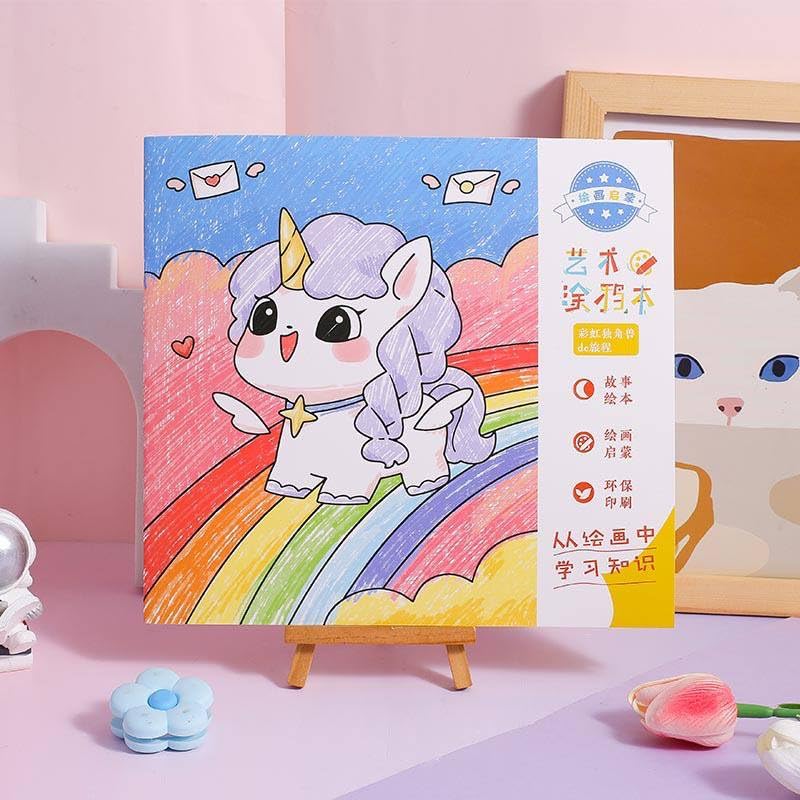 Kids Cartoon Coloring Book with 6 Double-Headed Markers – Fun & Educational Activity Set