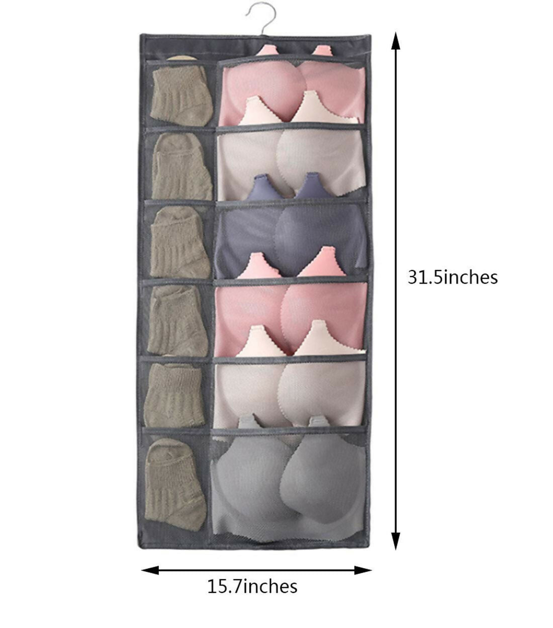 Dual-Sided Hanging Closet Organizer with 30 Mesh Pockets
