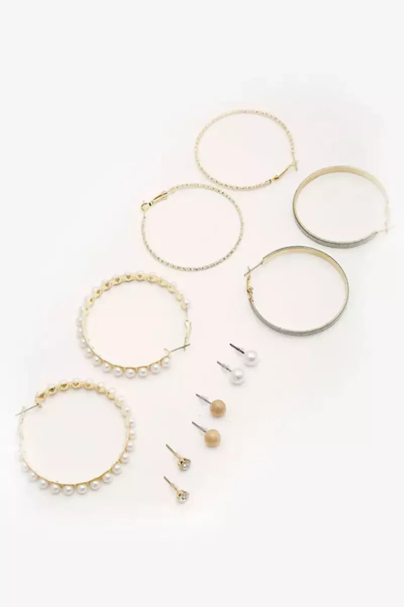 YouBella- Set of 6 Gold Plated Hoop and Stud Earrings for Girls & Women(Gold,6)